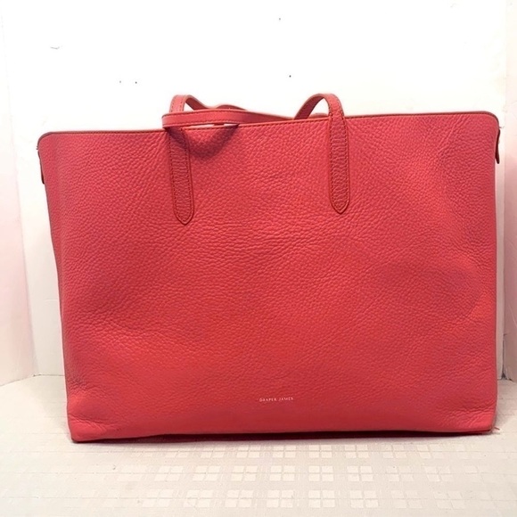 Authentic Draper James Leather Reversible Tote - Coral Gingham - - Picture 2 of 9